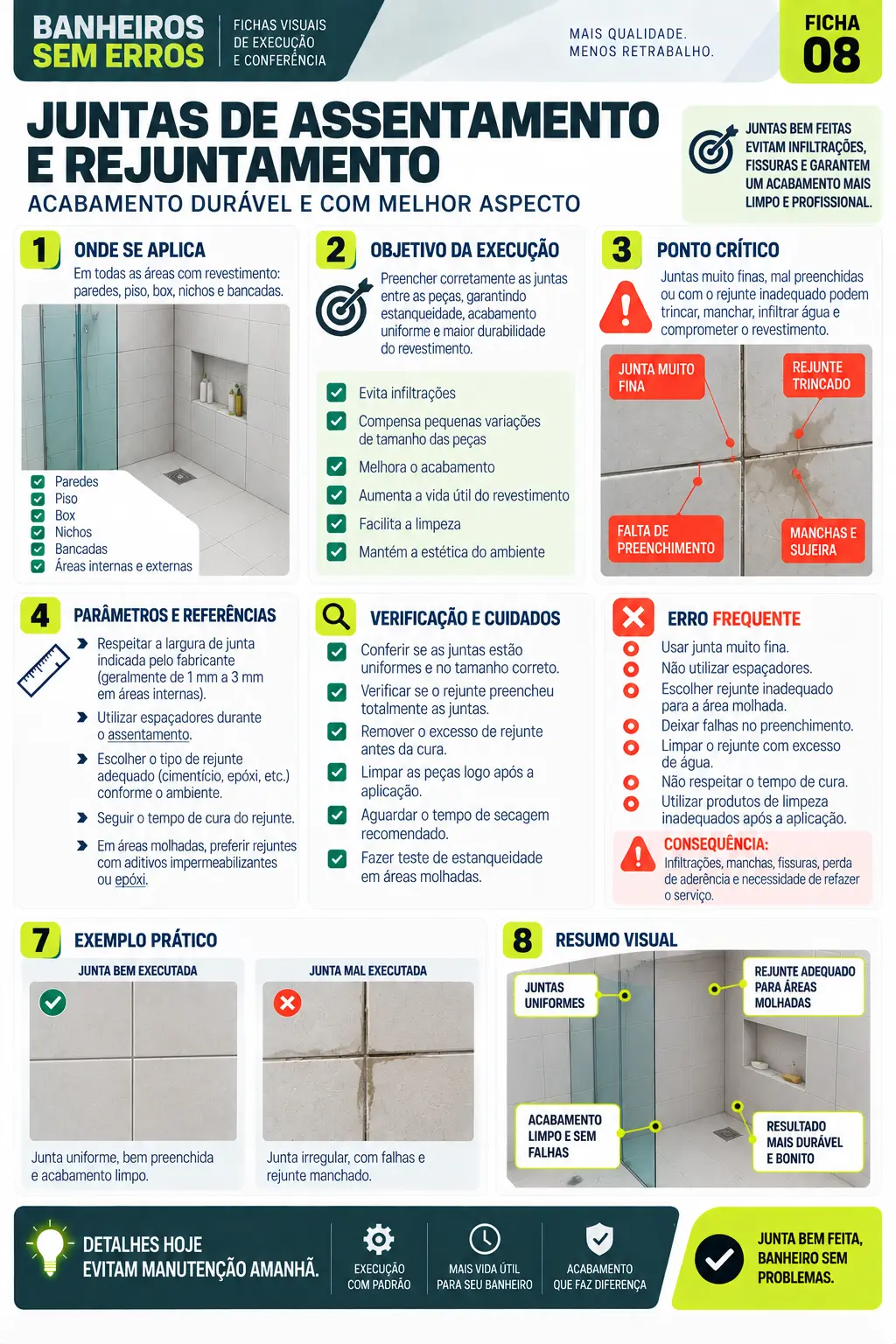 Ficha visual — Juntas de assentamento e rejuntamento