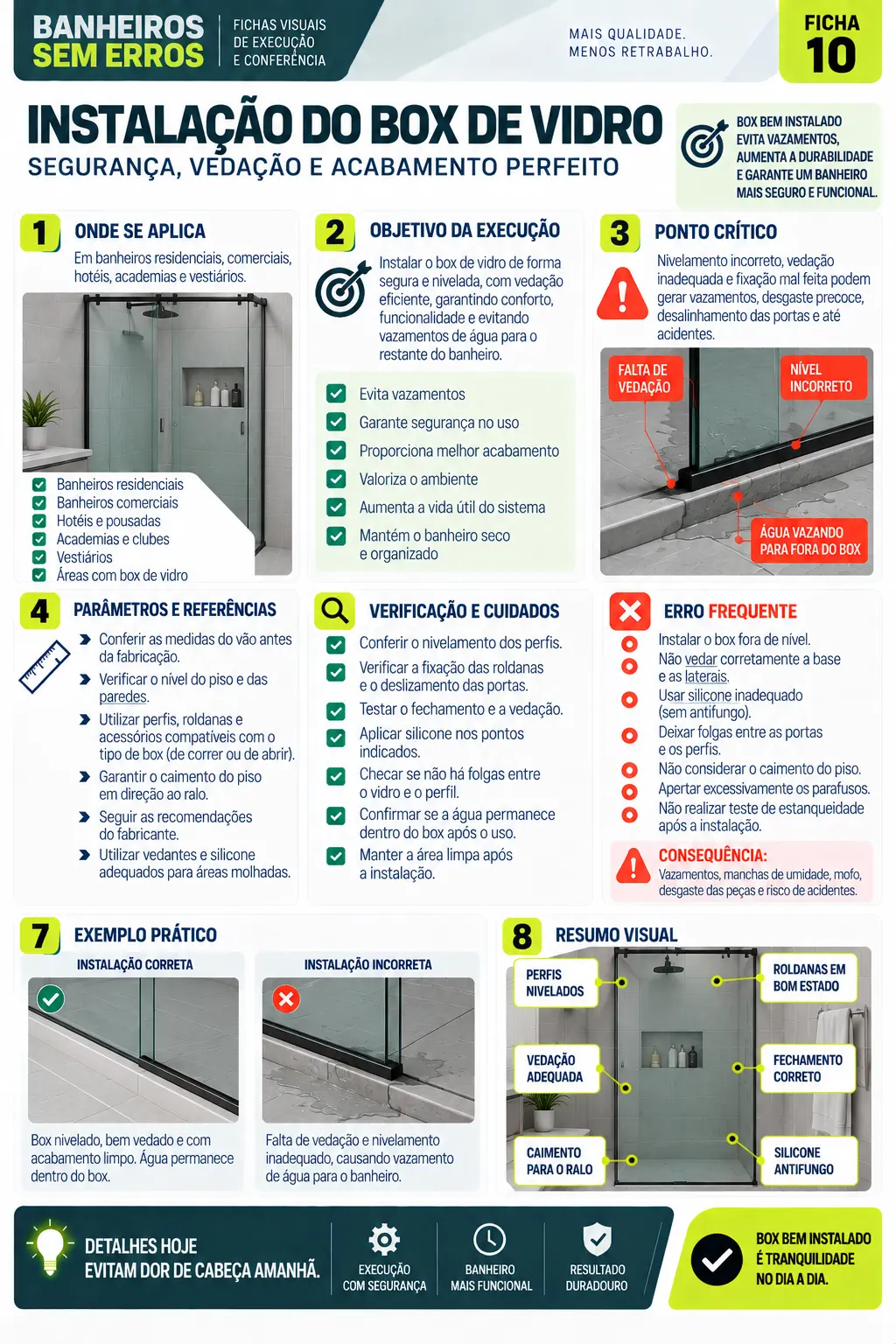 Ficha visual — Instalação do box de vidro